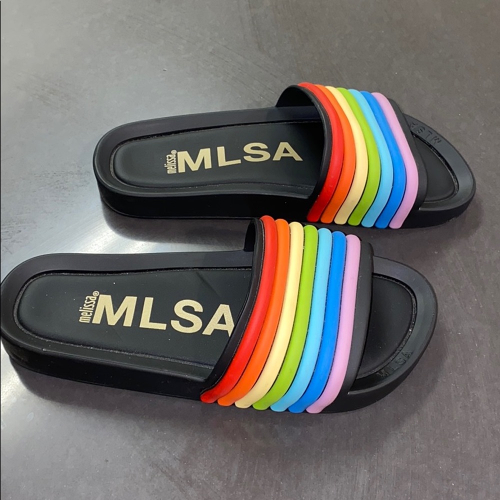 Melissa rainbow and black slides